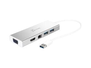 J5Create JUD380 Mini Dock - HDMI, D-Sub, 1GbE, 2xUSB3.0